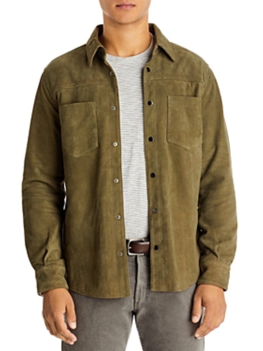 BLANKNYC Men's Olive Suede Shirt Jacket, NWT Size L
